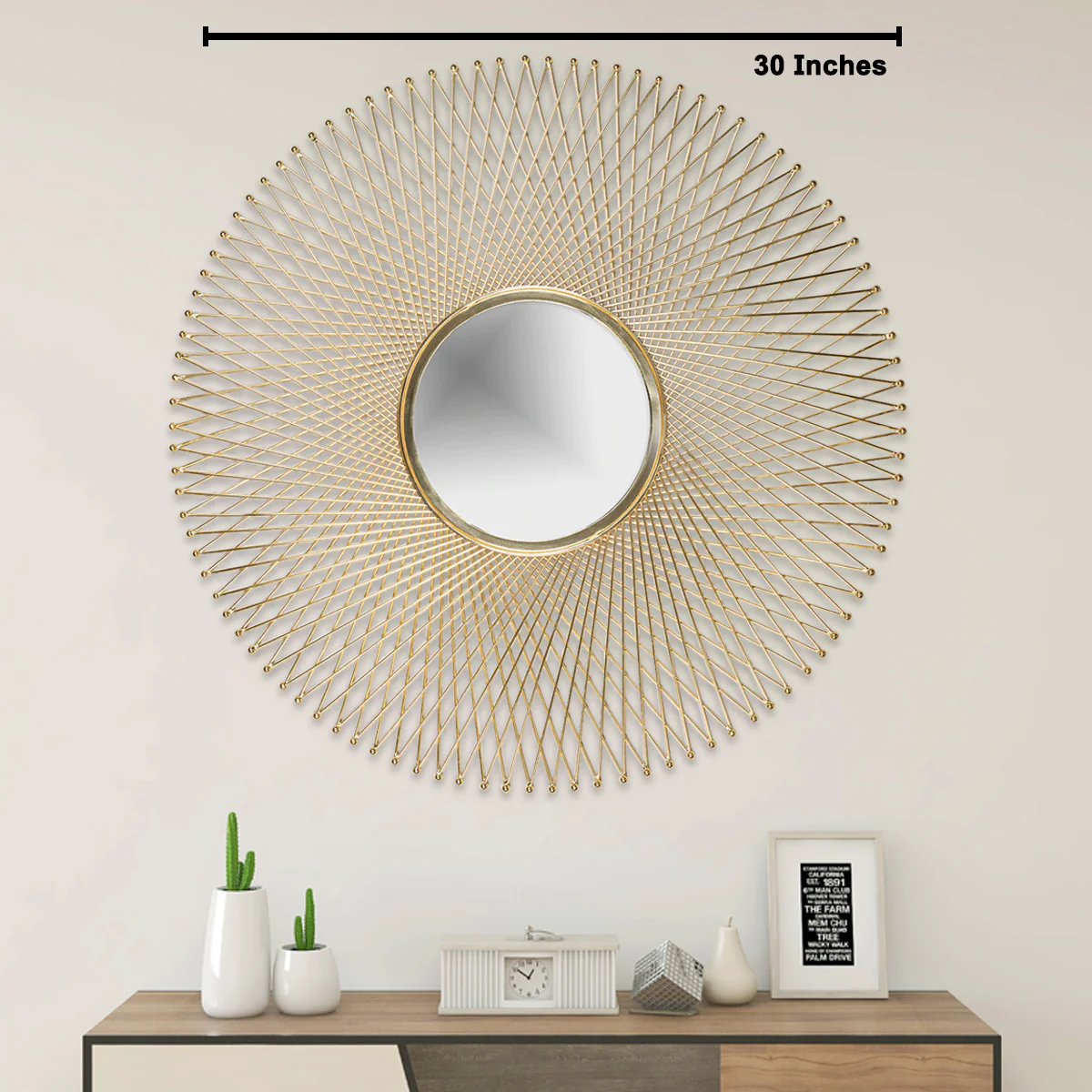 Aesthetic Gold Wire Frame Mirror - Image 4
