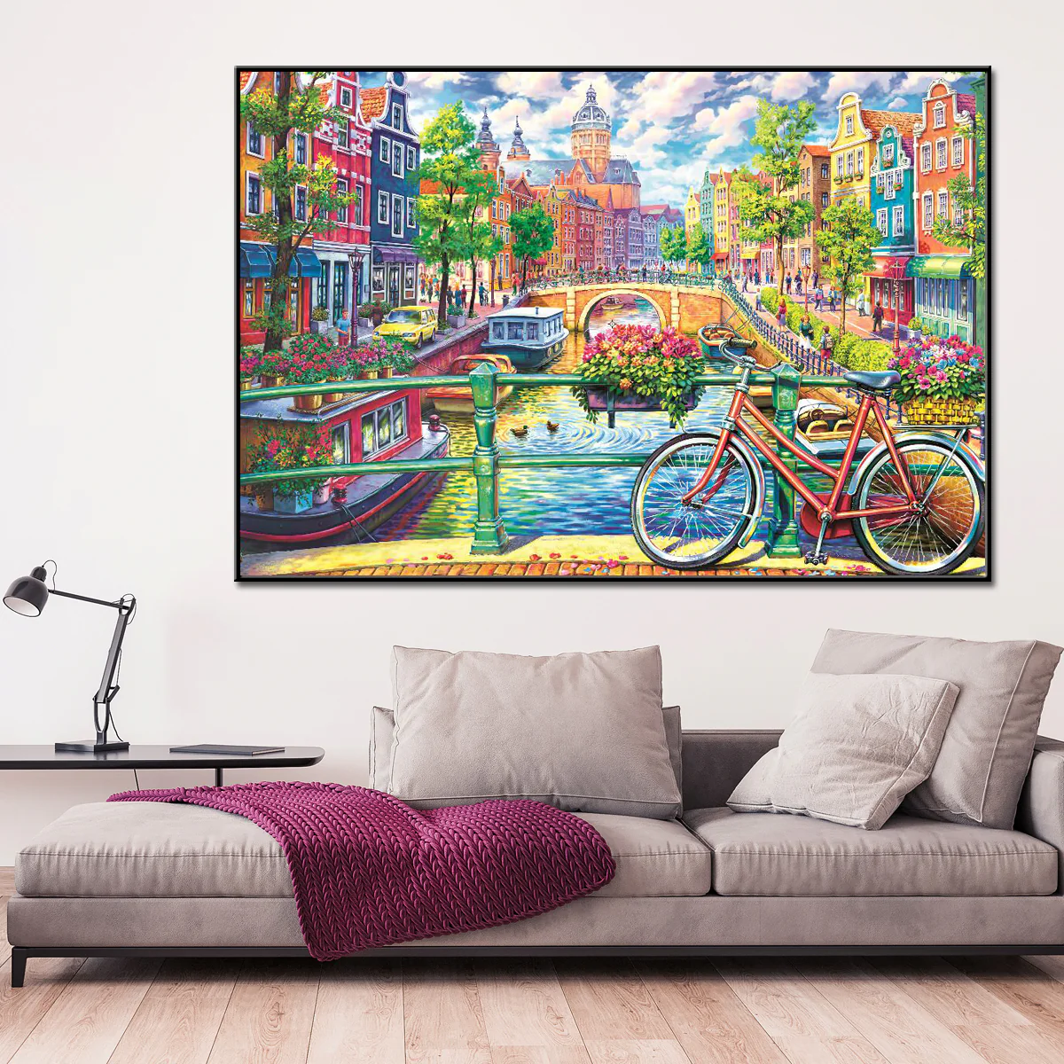 Amsterdam On a Bicycle Framed Canvas Print