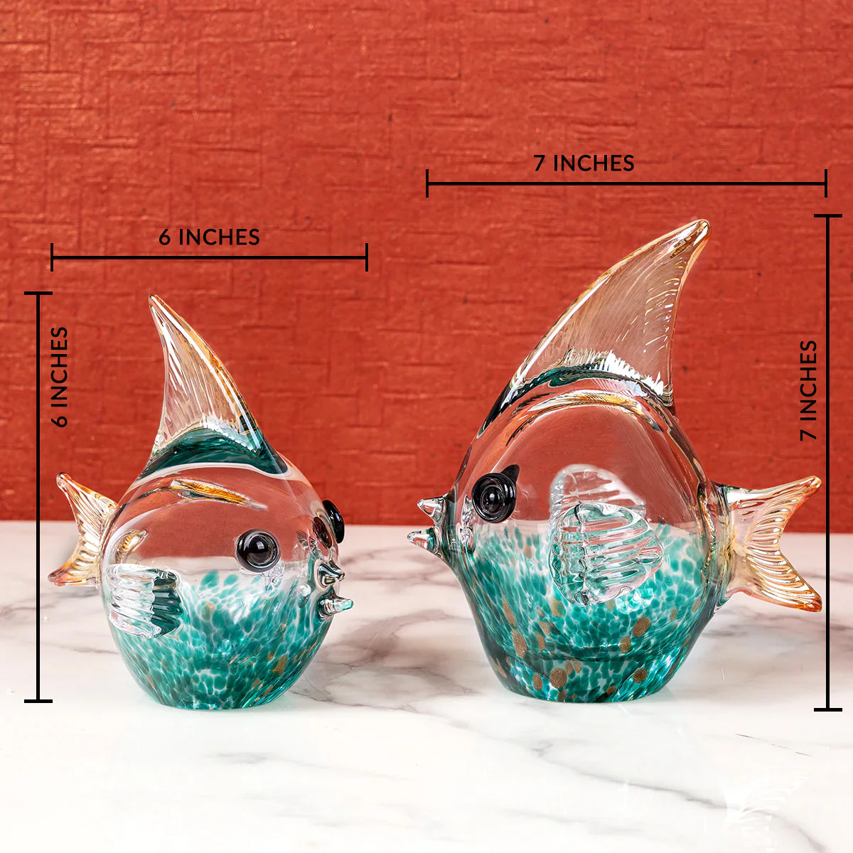 Aqua Symphony Handblown Glass Showpiece - Set of 2 - Image 2