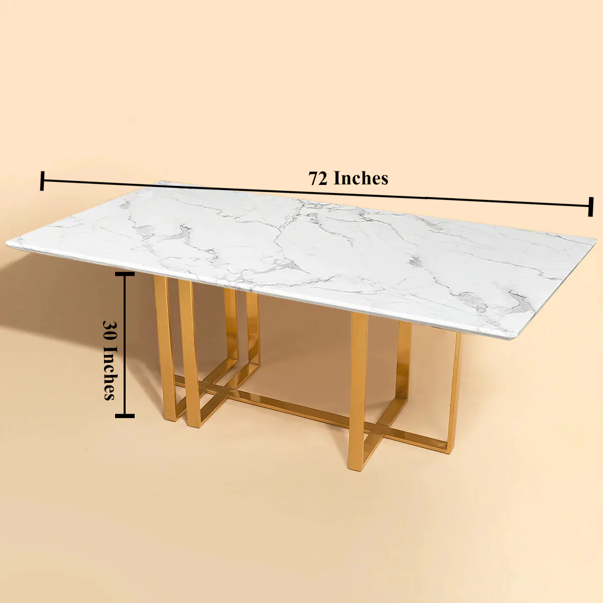 Astral Assemblage Dining Table Gold - White Marble Top (Stainless Steel/Delhi Ncr Only) - Image 3