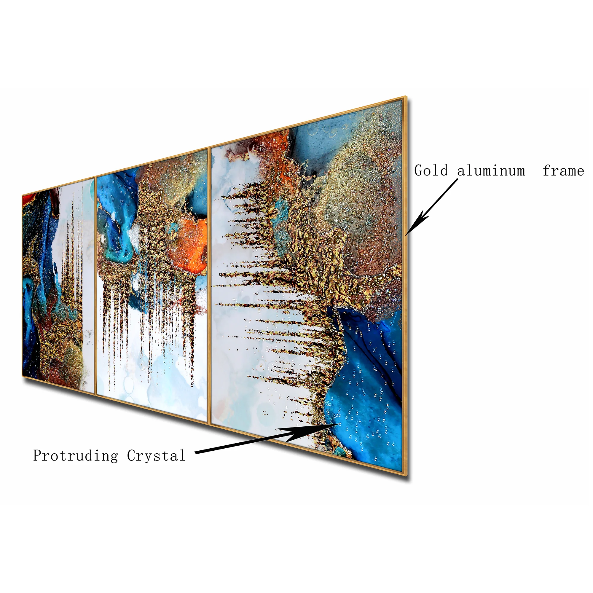 Aurora Spectrum Symphony Crystal Glass Wall Paintings abstract - Set Of 3 - Image 3