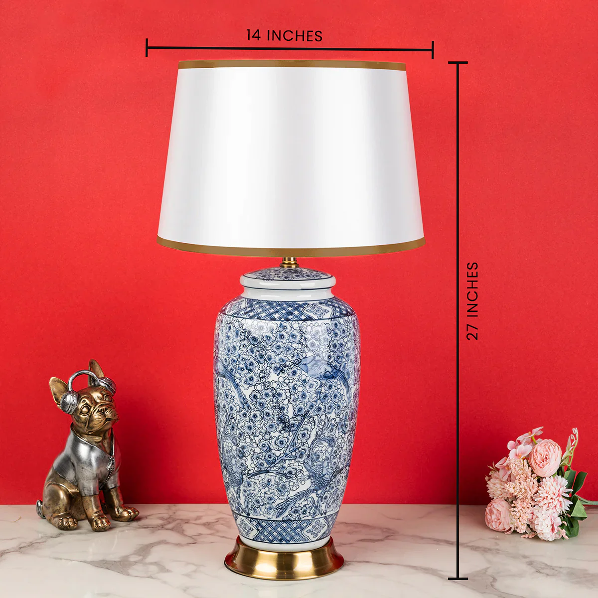 Azure Swirl Ceramic Table Lamp - Image 3