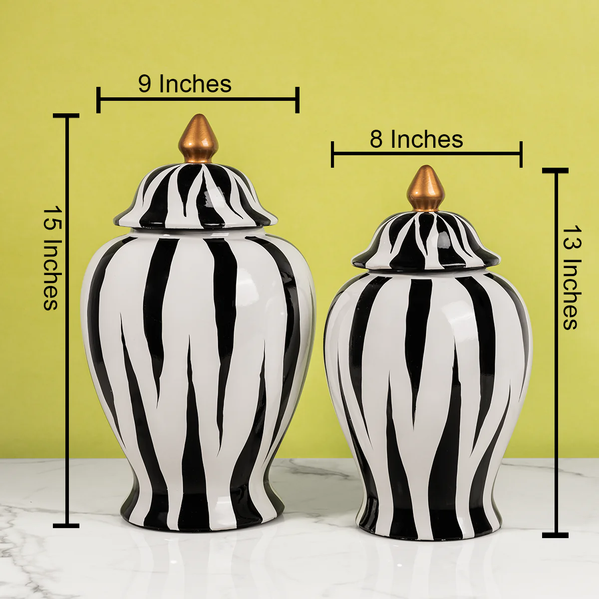 Black Ruby Wave Ceramic Vases & Decorative Showpiece - Set Of 2 - Image 2