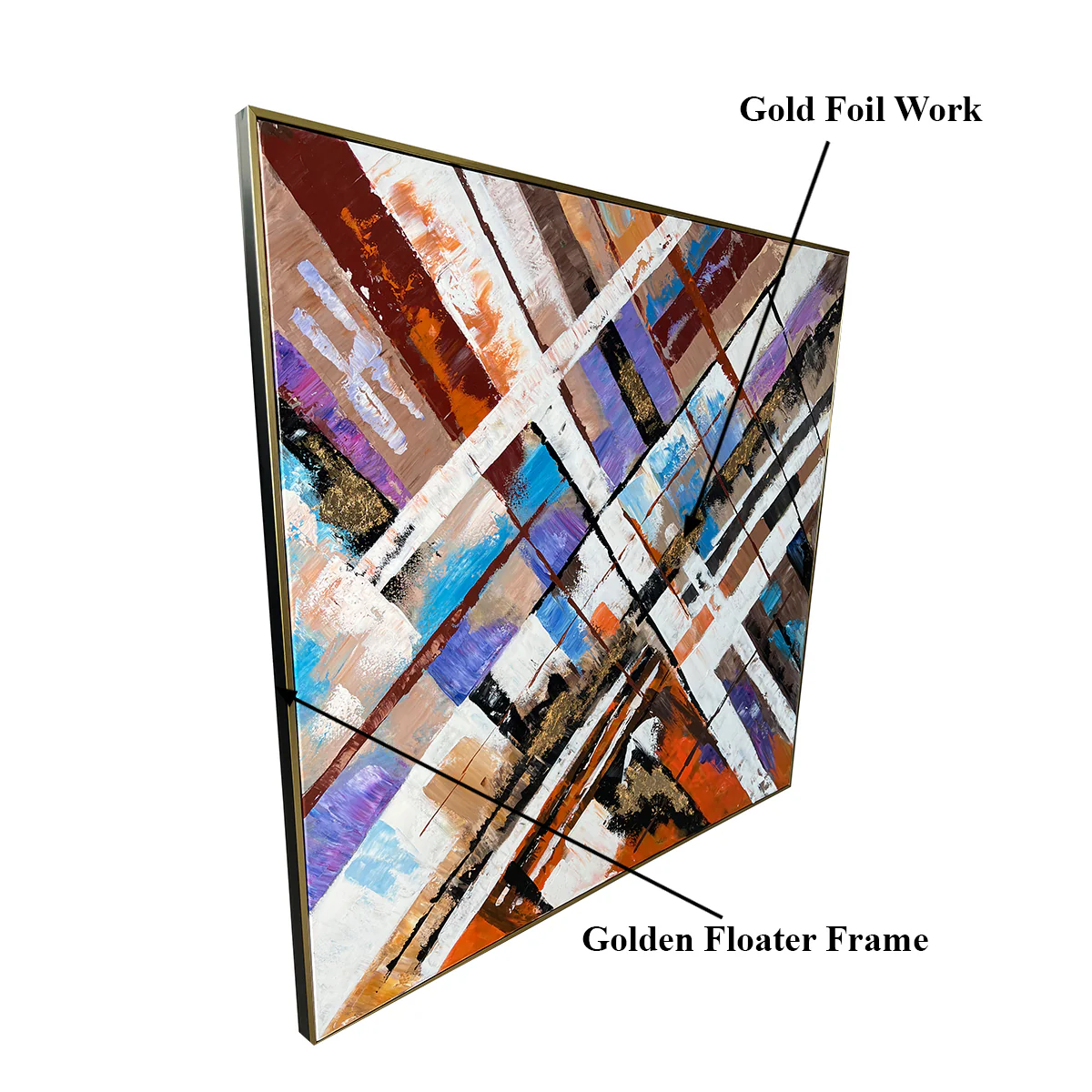 Blissful Brushstrokes Hand wall Painting For Home (With outer Floater Frame) (40 x 40 Inches) - Image 3