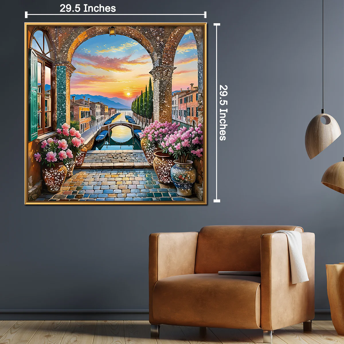 Blooming Sunset Pathway Crystal Glass Framed Wall Paintings For Home & Wall Decoration items - Image 2