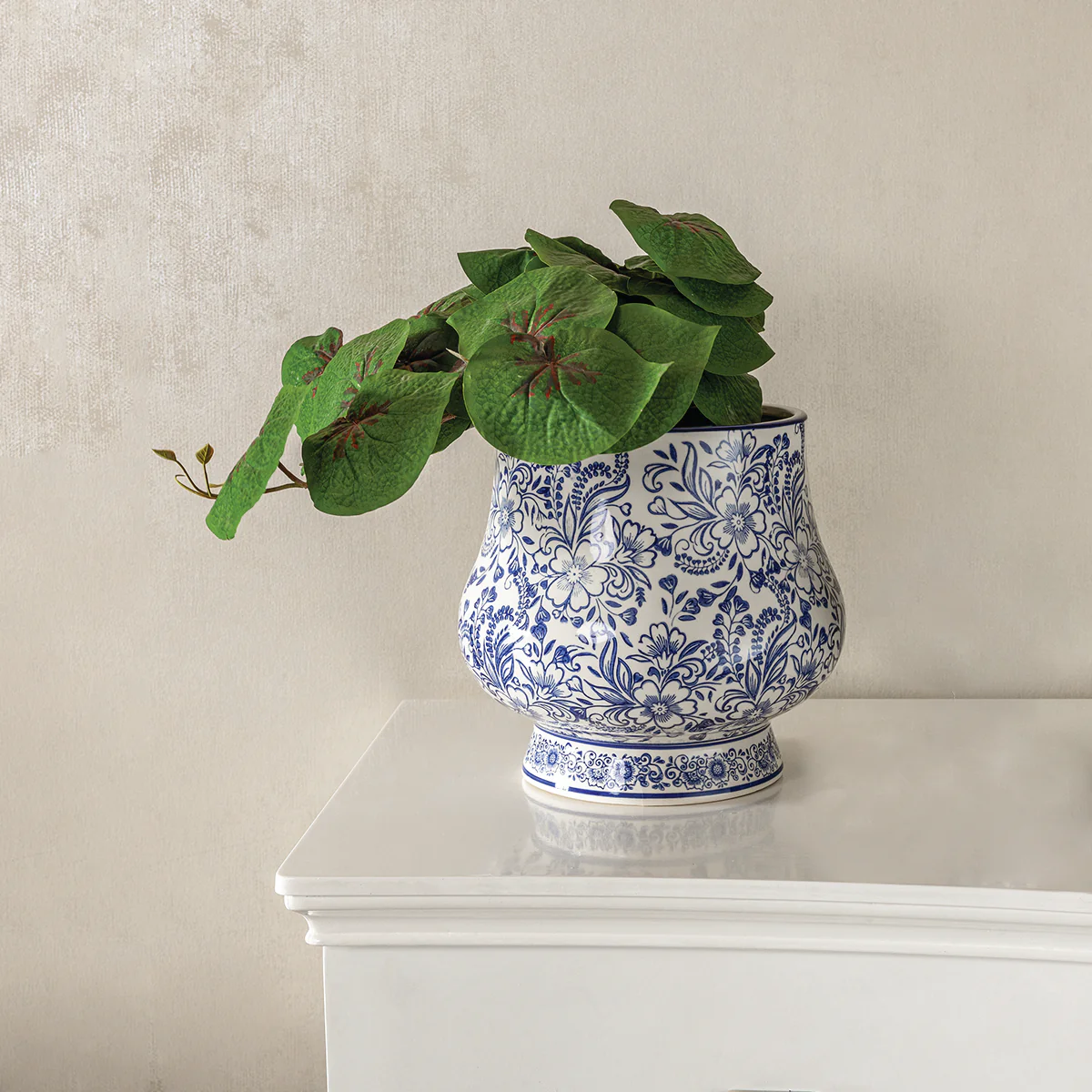 Blue Floral Harmony Indoor Planter for Home - Big