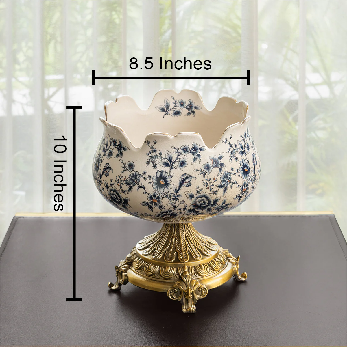 Blue Garden Crown Decorative Ceramic Vase & Items for Room Decoration - Image 2