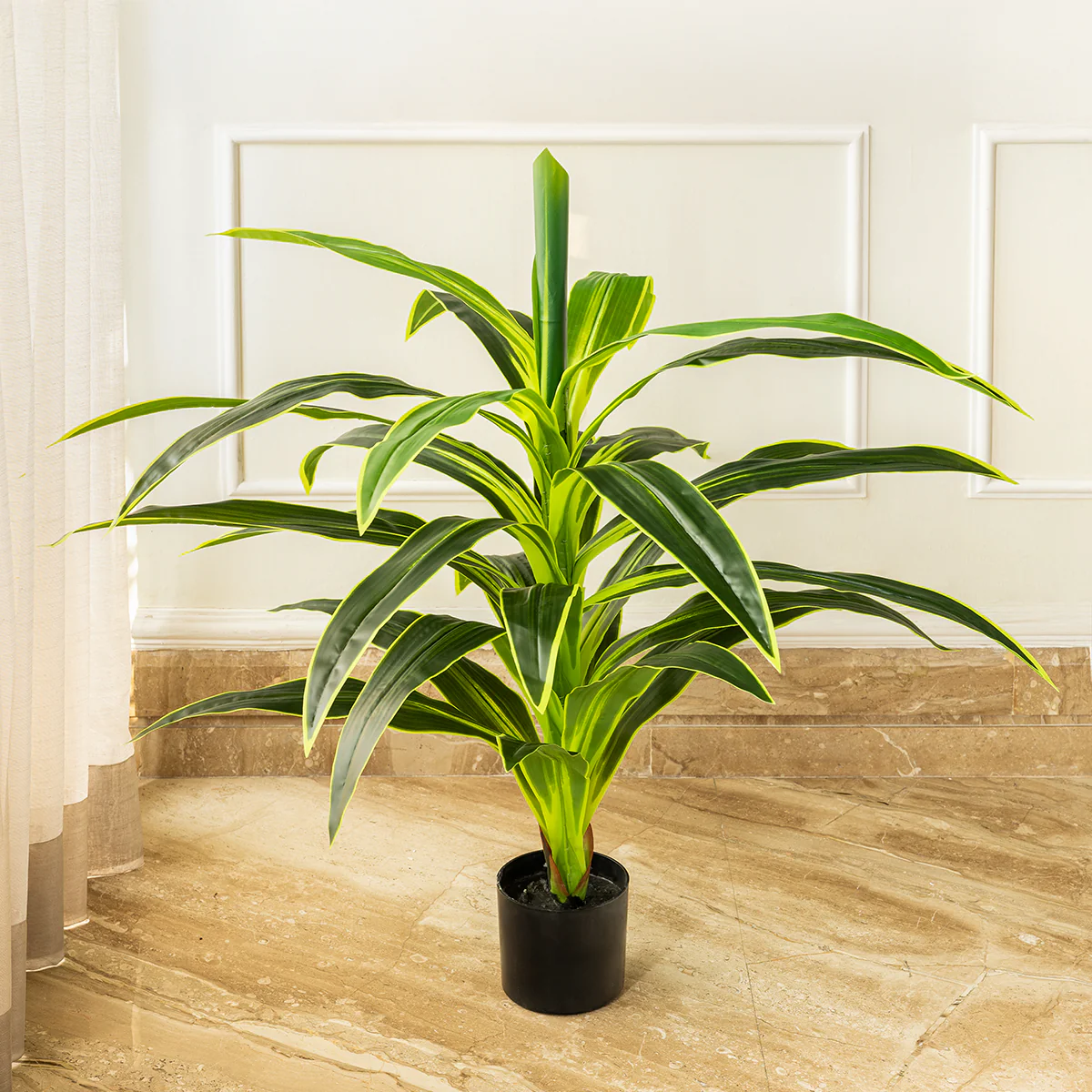 Botanic Beauty Dracaena Lemon Lime Artificial Plant (3.5 Feet) (Natural Feel) - Image 3