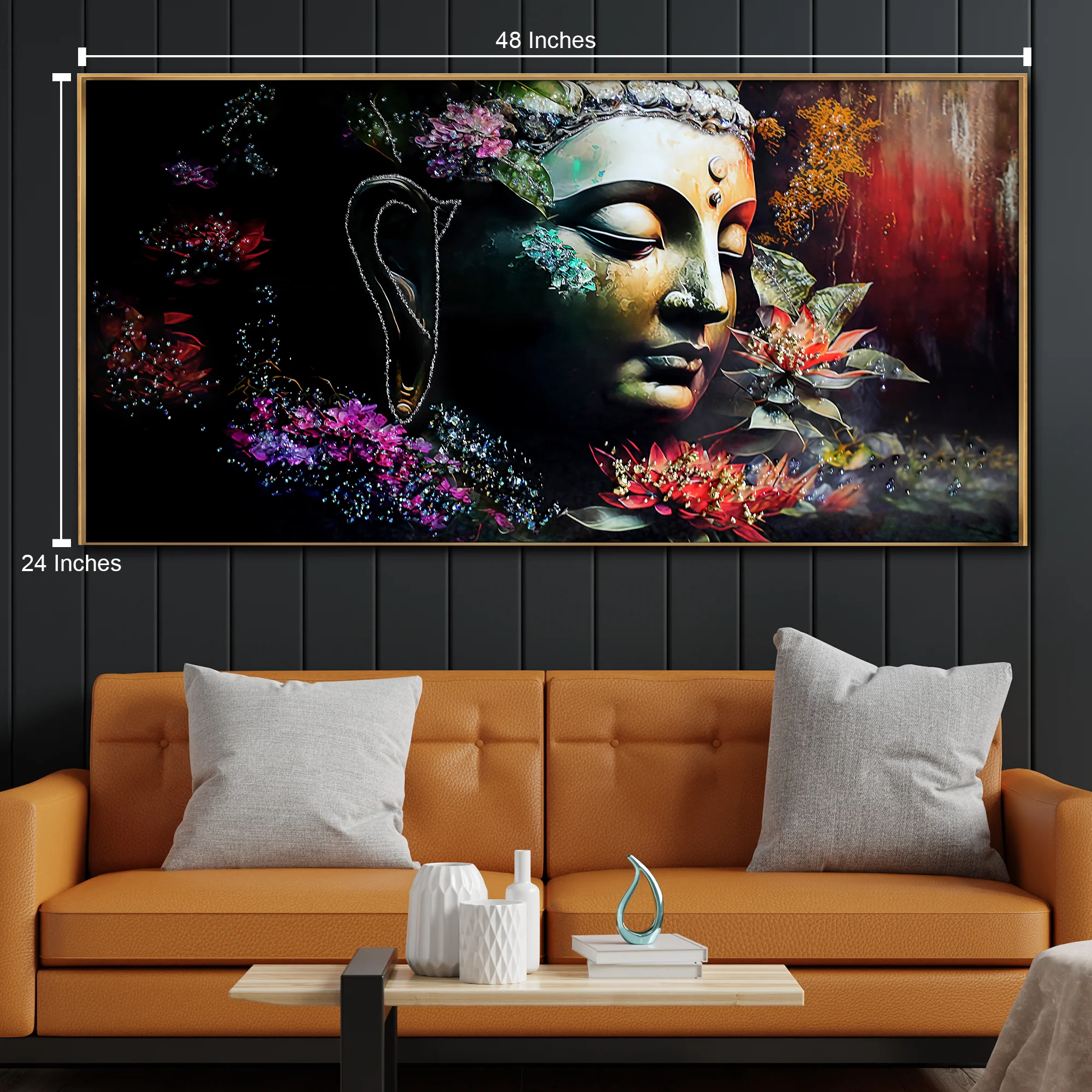 Buddha's Tranquil Garden Crystal Glass Nature Painting - Image 2