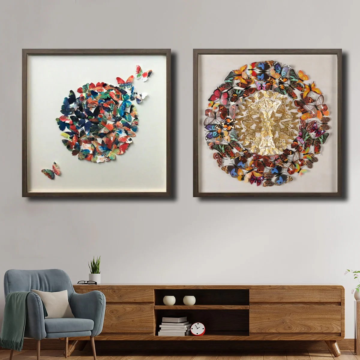 The Butterfly Shadow Box Wall Decoration Piece - Set of 2