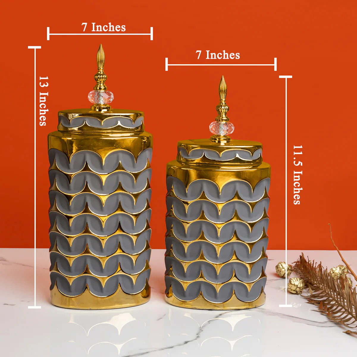 Celestial Cascade Decorative Vase And Showpiece - Set Of 2 - Image 2
