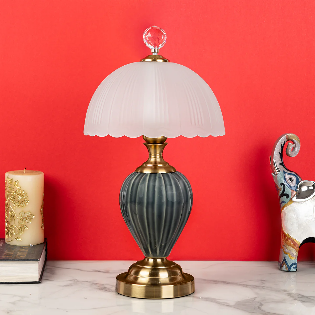 Cerulean Waves Ceramic Accent Table Lamp - Image 2