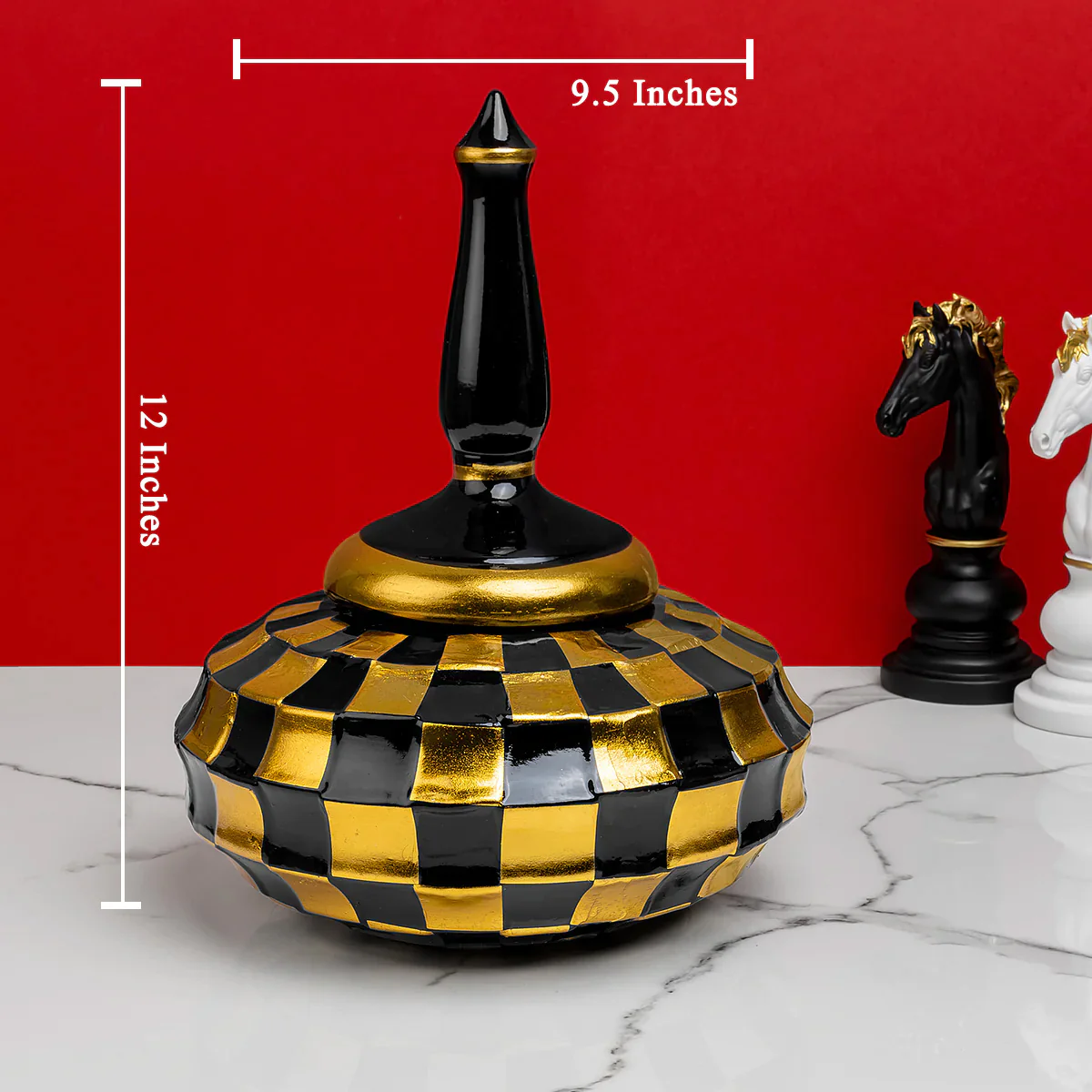 Checkered Glamour Decorative Ceramic Vase And Showpiece - SMALL - Image 2