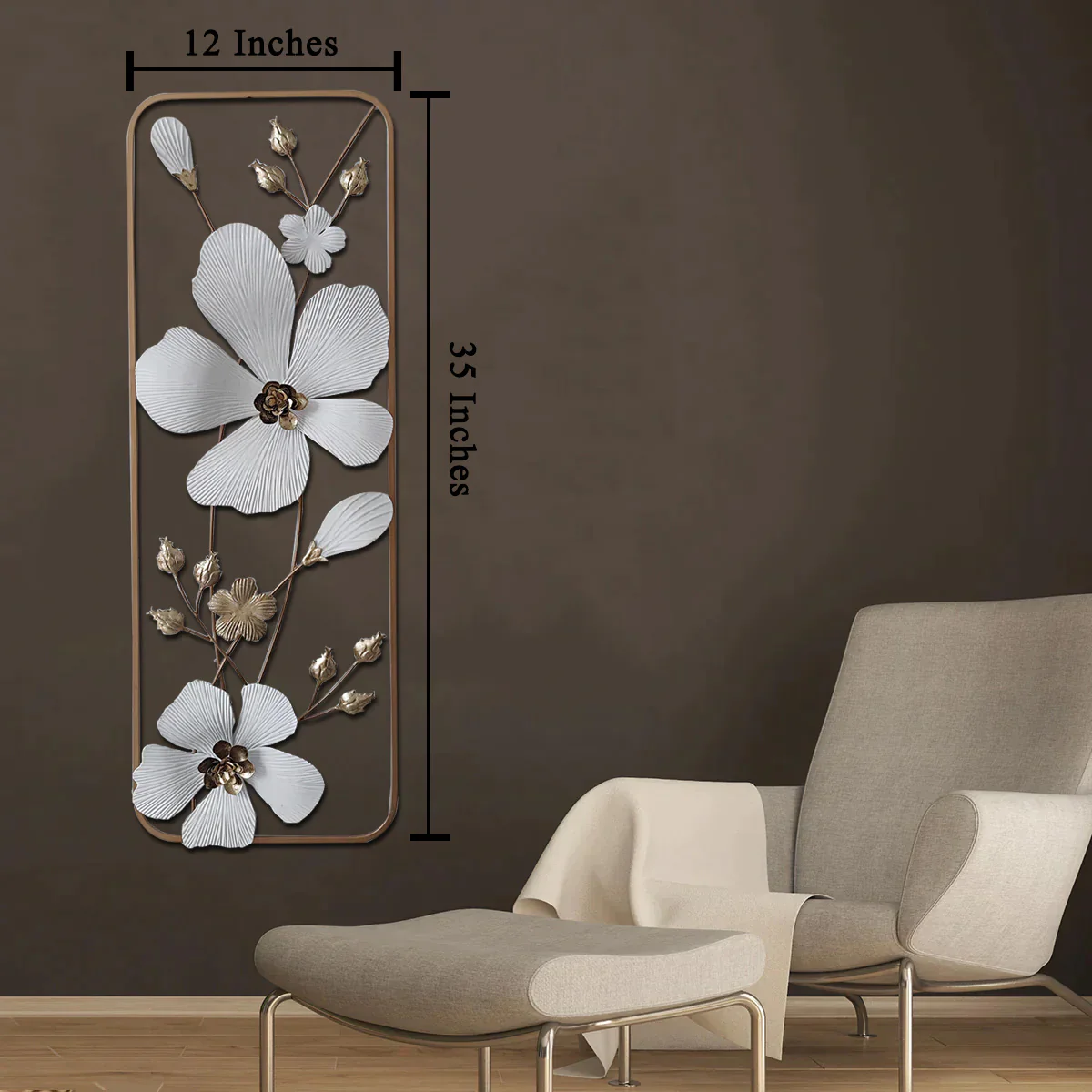 Contemporary Flower Bail Wall Decoration Metal Art for Wall - White - Image 2