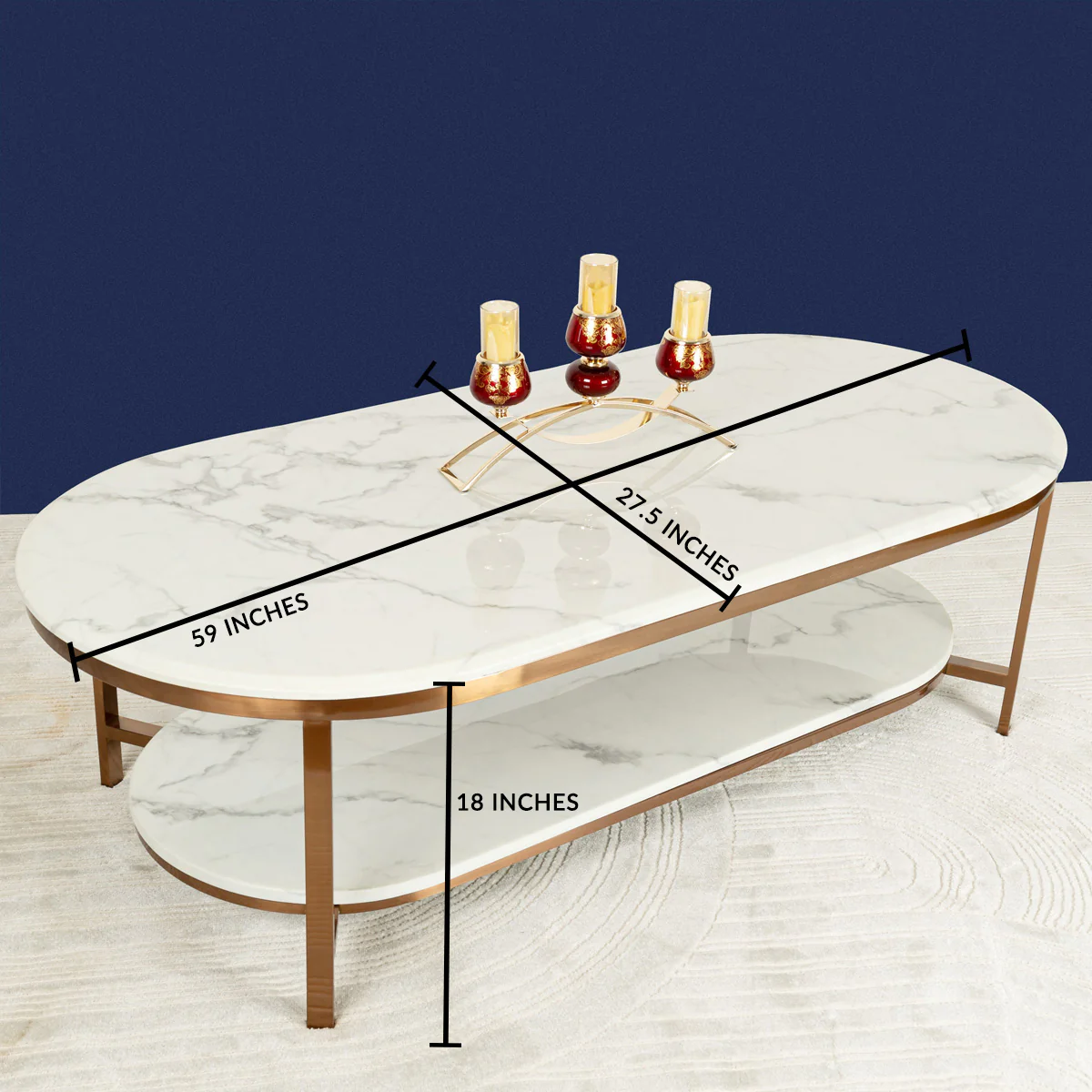Whispering Essence Rose Gold Centre Table Design For Home (STAINLESS STEEL) - Image 3