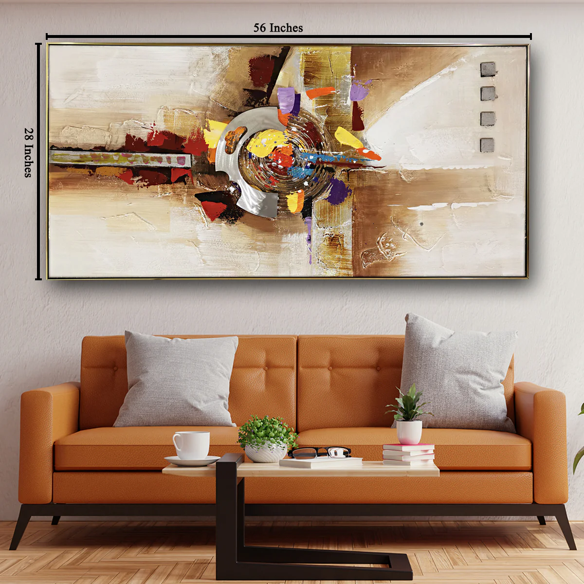 Deconstructed Rainbow 100% Hand Painted Wall Painting (With Outer Floater Frame) - Image 2