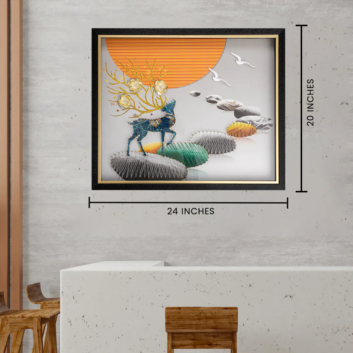Deer Haven Thread Art Wall Decoration Shadow Box - Image 2