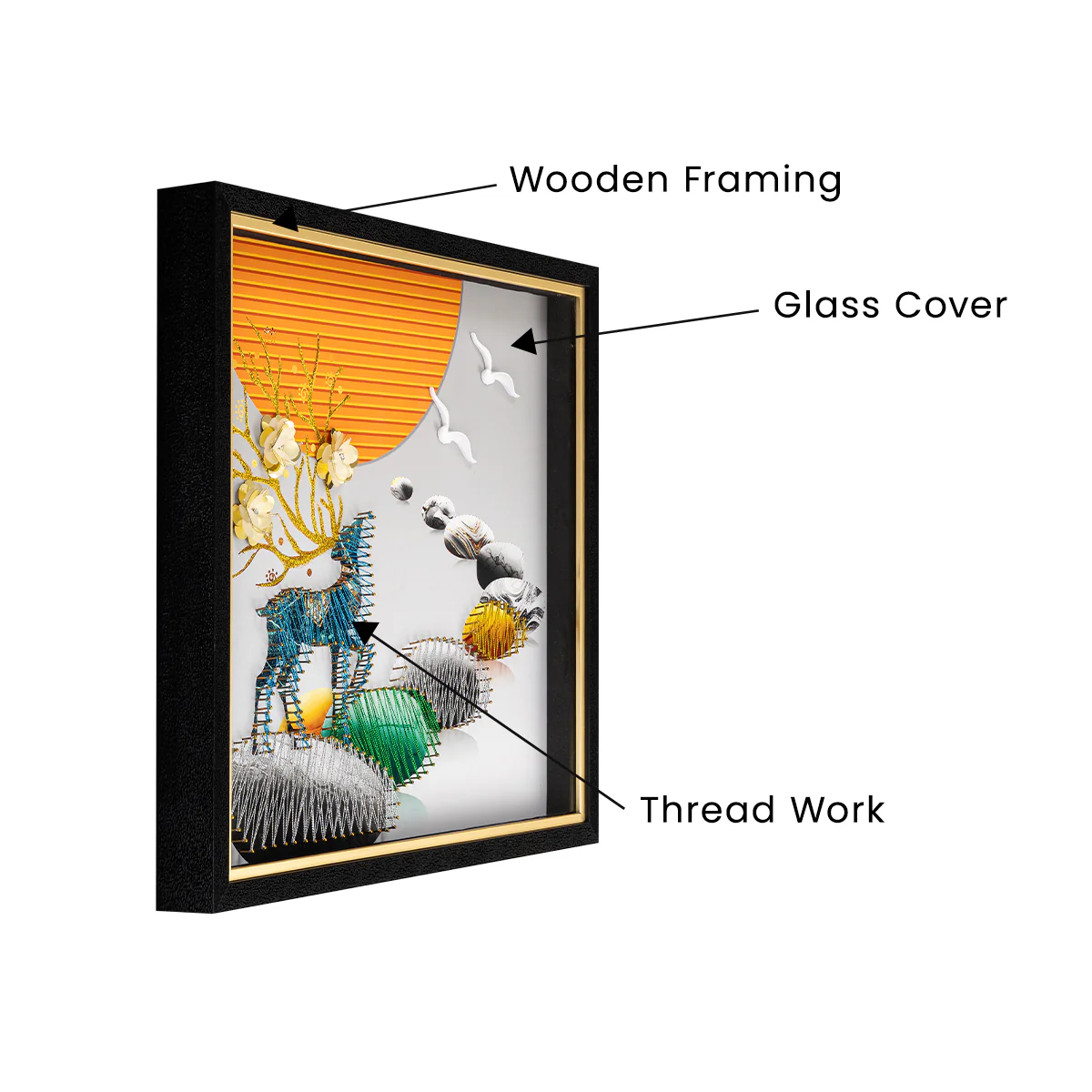 Deer Haven Thread Art Wall Decoration Shadow Box - Image 3