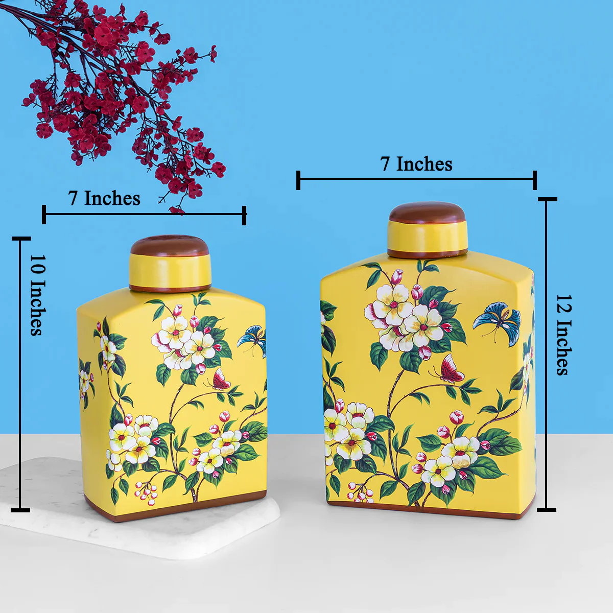 Desert Bloom Ceramic Jars - Pair - Image 2