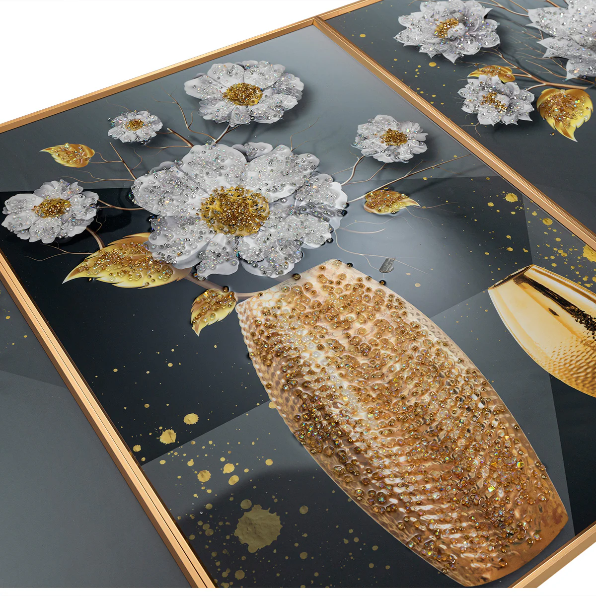 Divine Floral Dimensions Crystal Decorative Colorful Wall Painting for Home Wall - Set of 3 - Image 3
