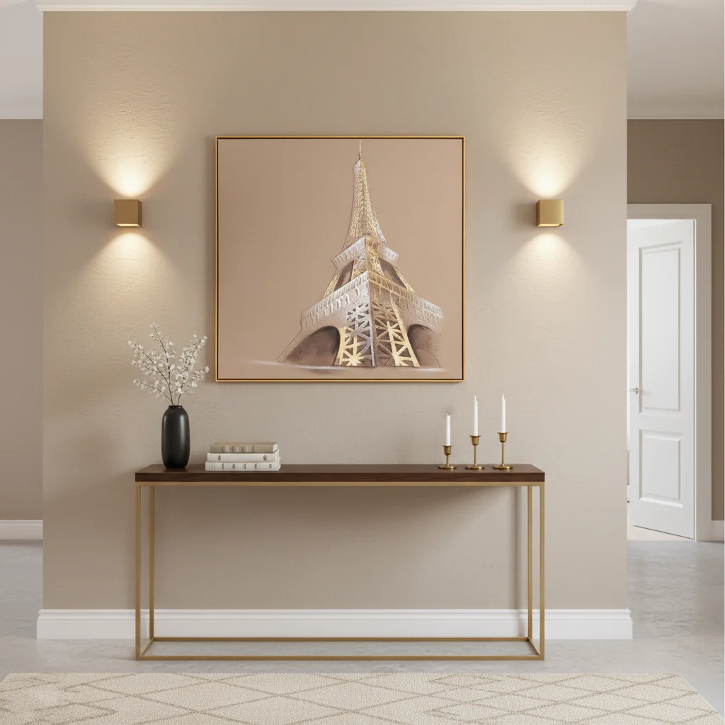 Eiffel Heights Harmony Hand painting painting for Home Wall (With Outer Floater Frame) (39x39 Inches) - Image 3