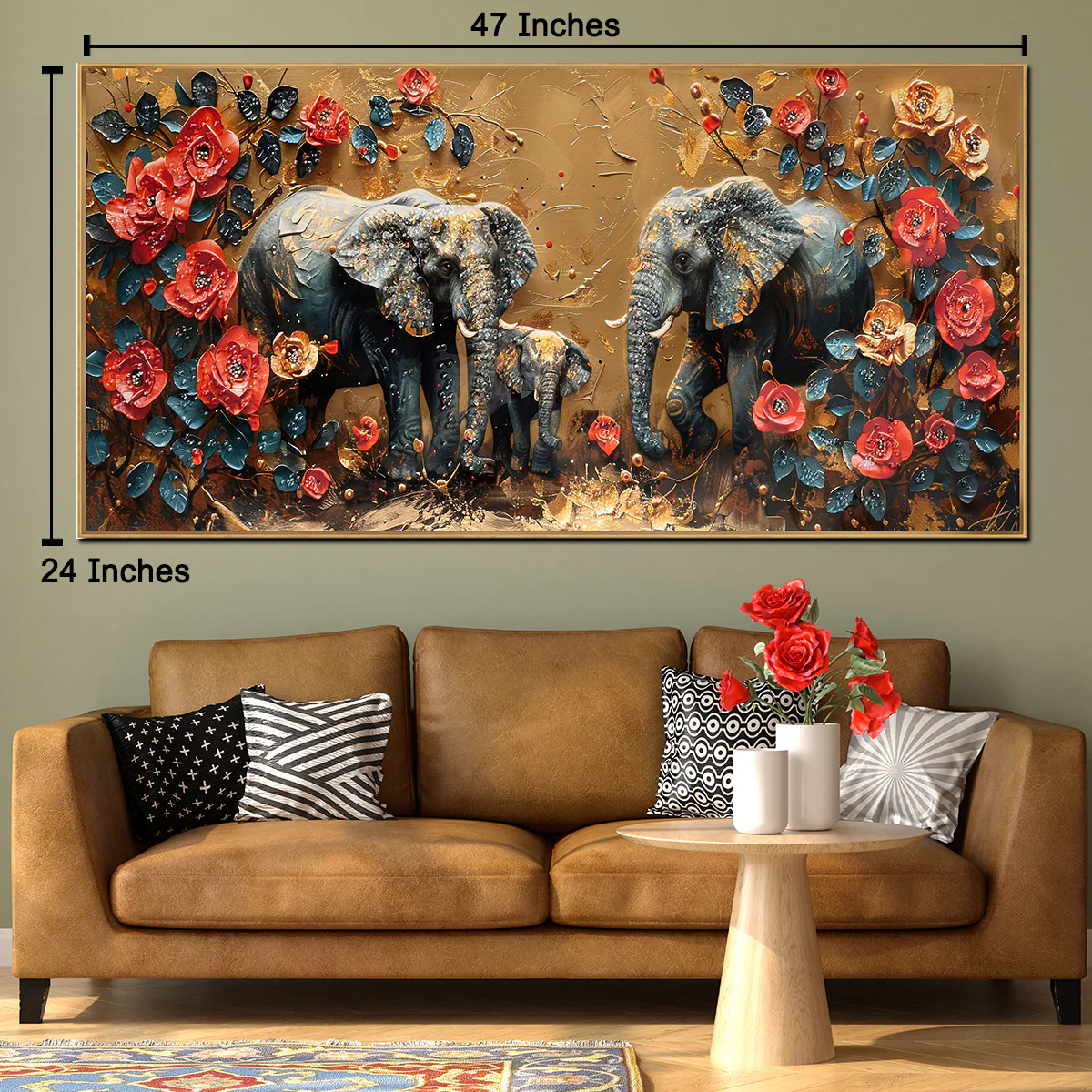 Elephant Garden Crystal Glass Decorative Wall painting Art - Image 2