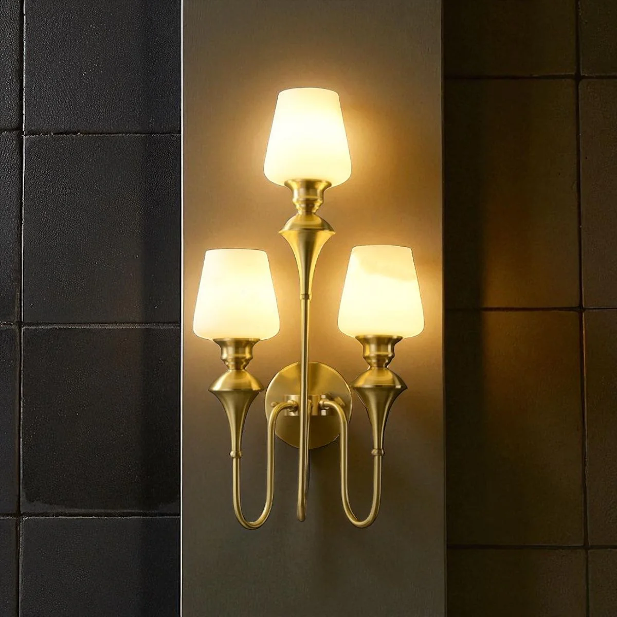 Elysian Curve Wall Lamps for Living Room - Triple Sconce