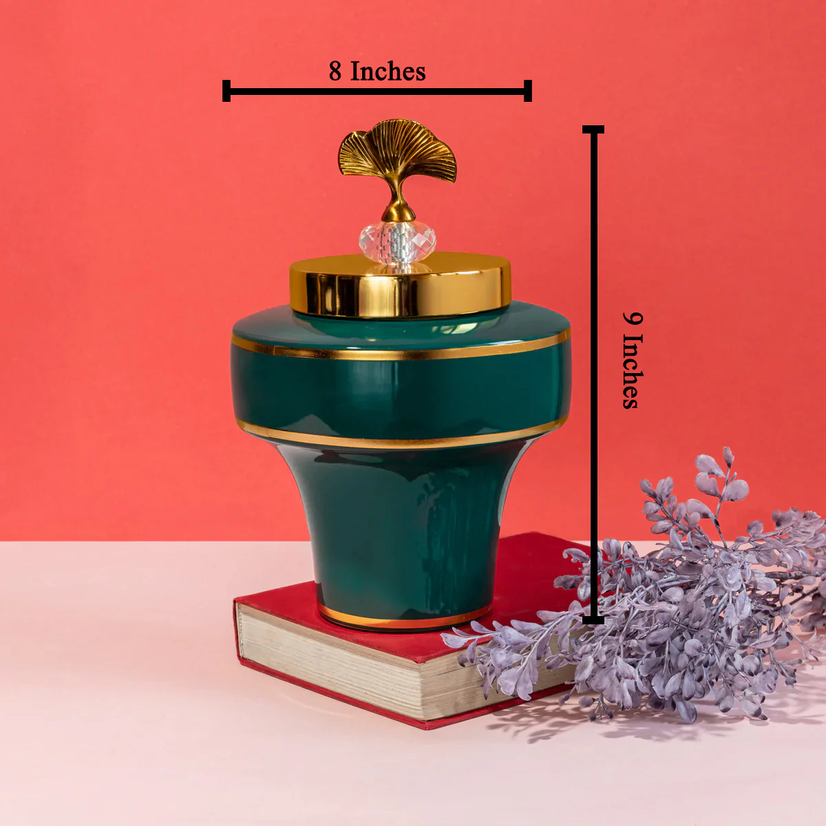 Emerald Elegance Decorative Ceramic Vase - Small - Image 2