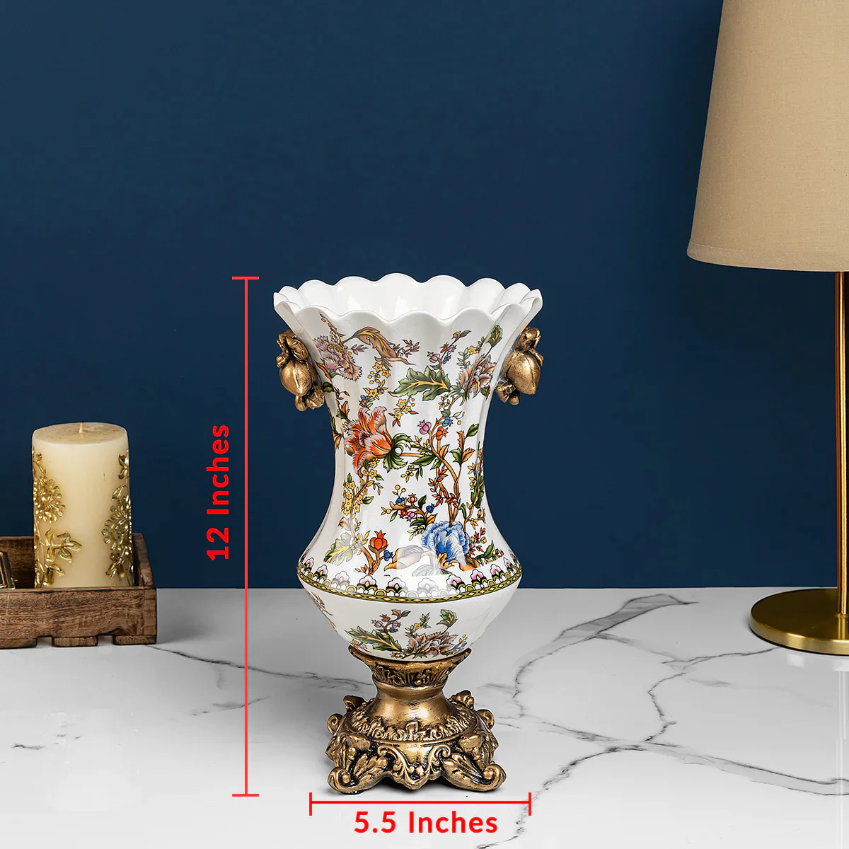 Emerald Opulence Decorative Ceramic Vase & Showpiece - Image 4