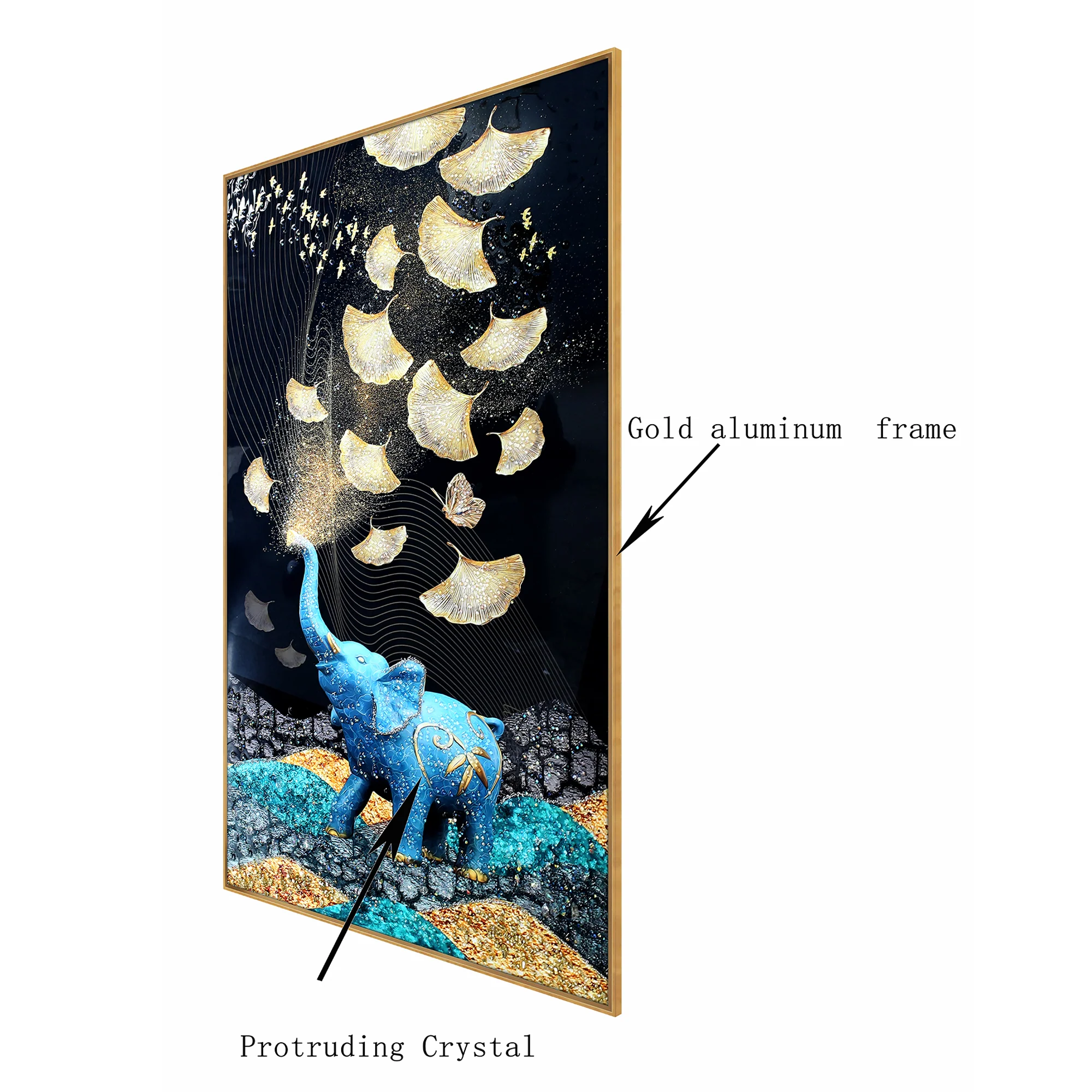 Enchanted Elephant Dreams Crystal Glass Decorative Colorful Wall Painting for Home Wall - Image 3