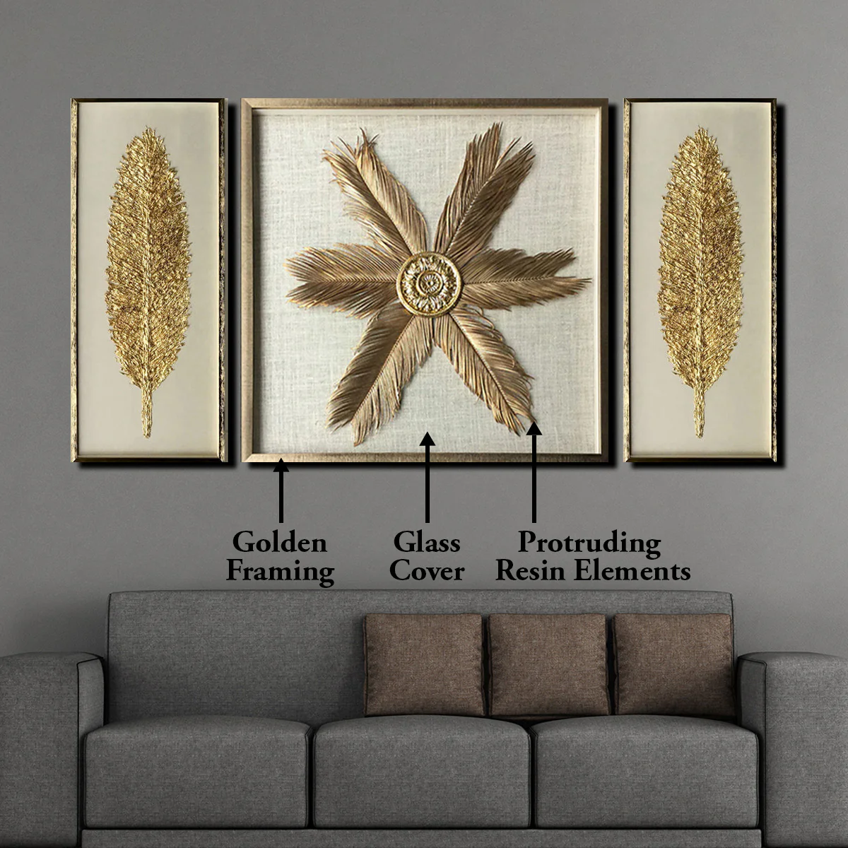 Enchanted Seas & The Golden Feather Shadow Box Wall Decoration Piece - Set of 3 - Image 3