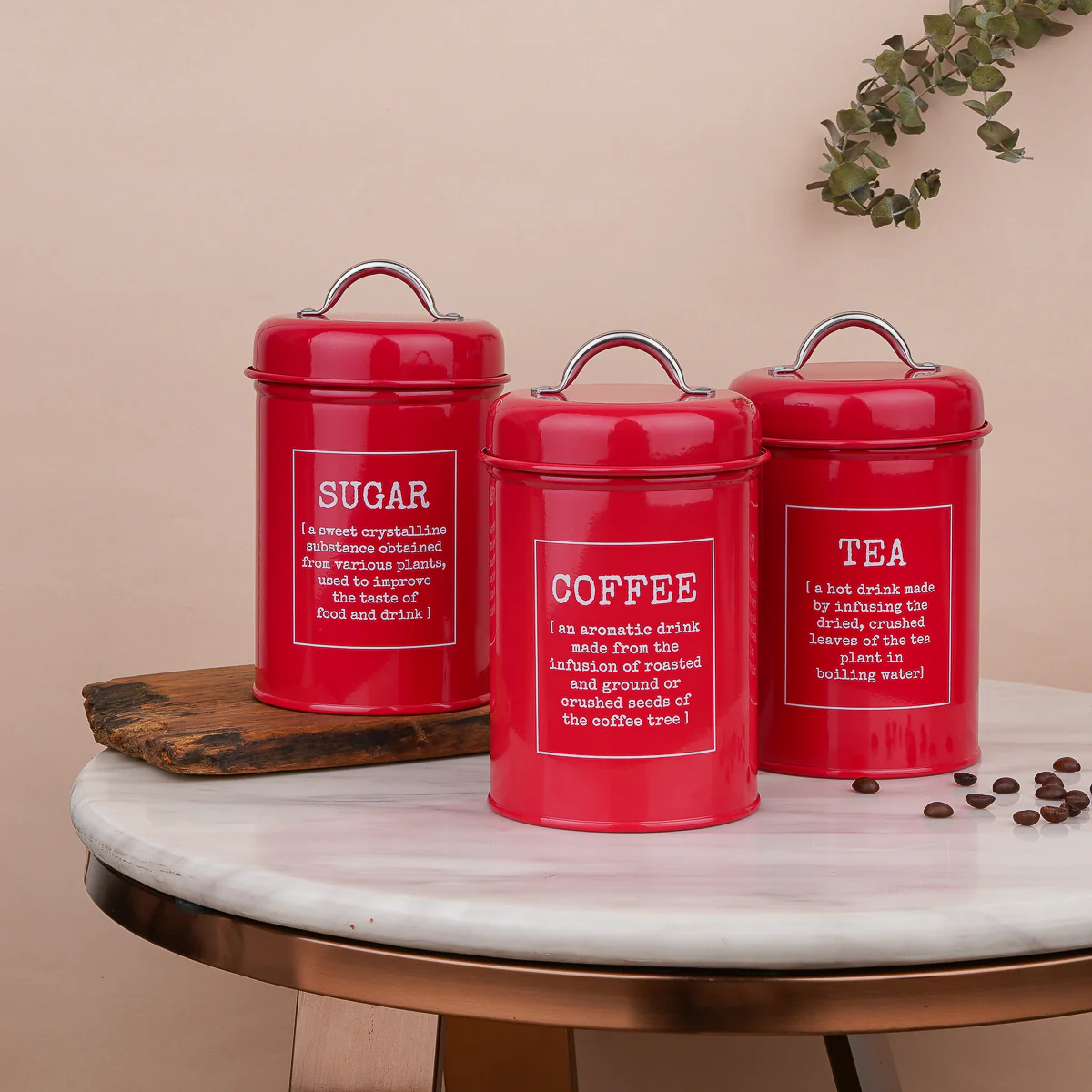 Evoke Metal kitchen Storage Jars- Red