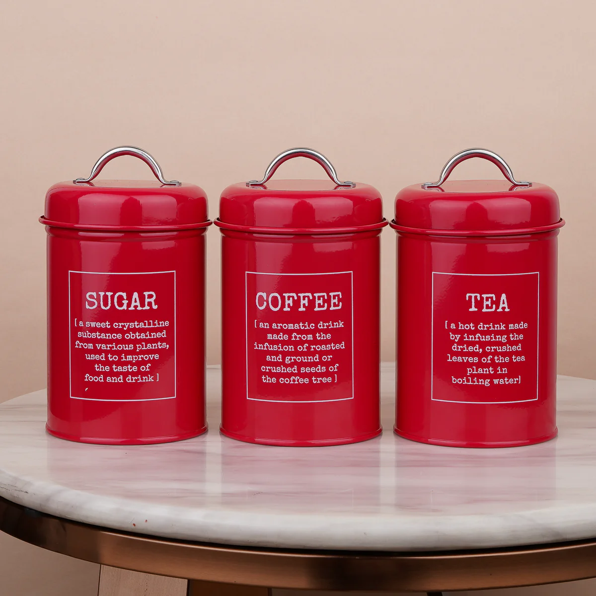 Evoke Metal kitchen Storage Jars- Red - Image 2