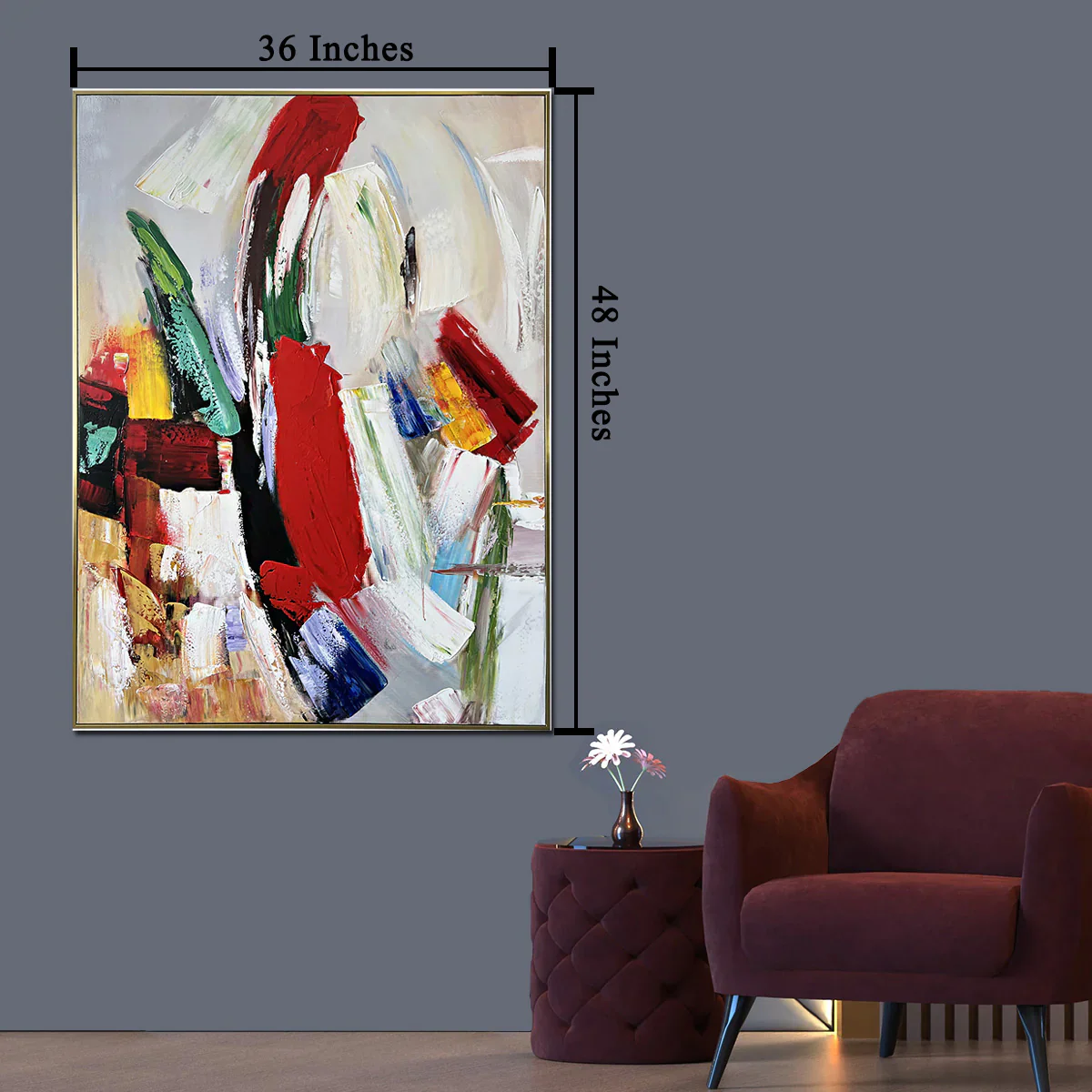 Expressionistic Flair Handpainted Wall Painting (With outer Floater Frame) - Image 2