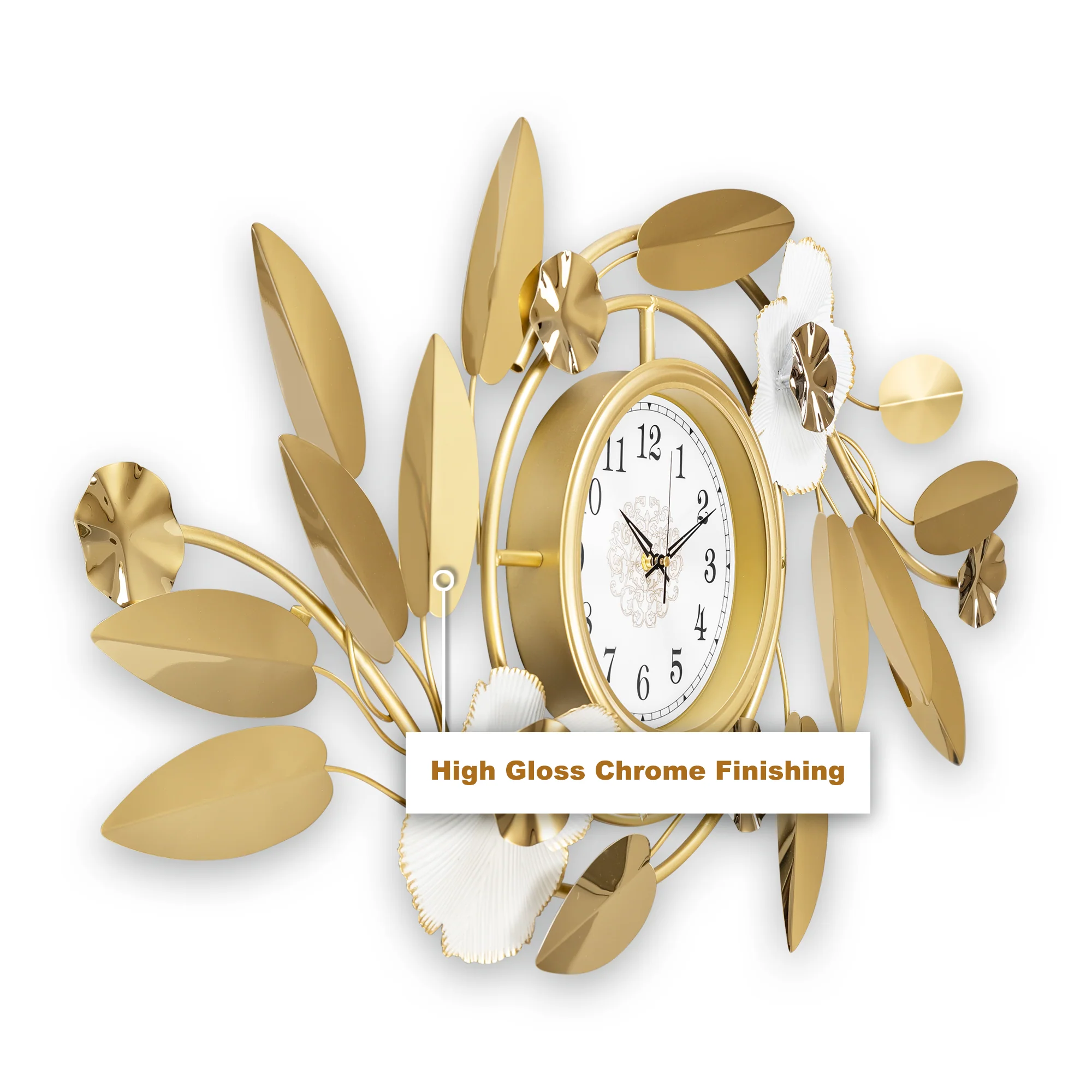 Floral Glimmer Metal Wall Art Clock - Image 2