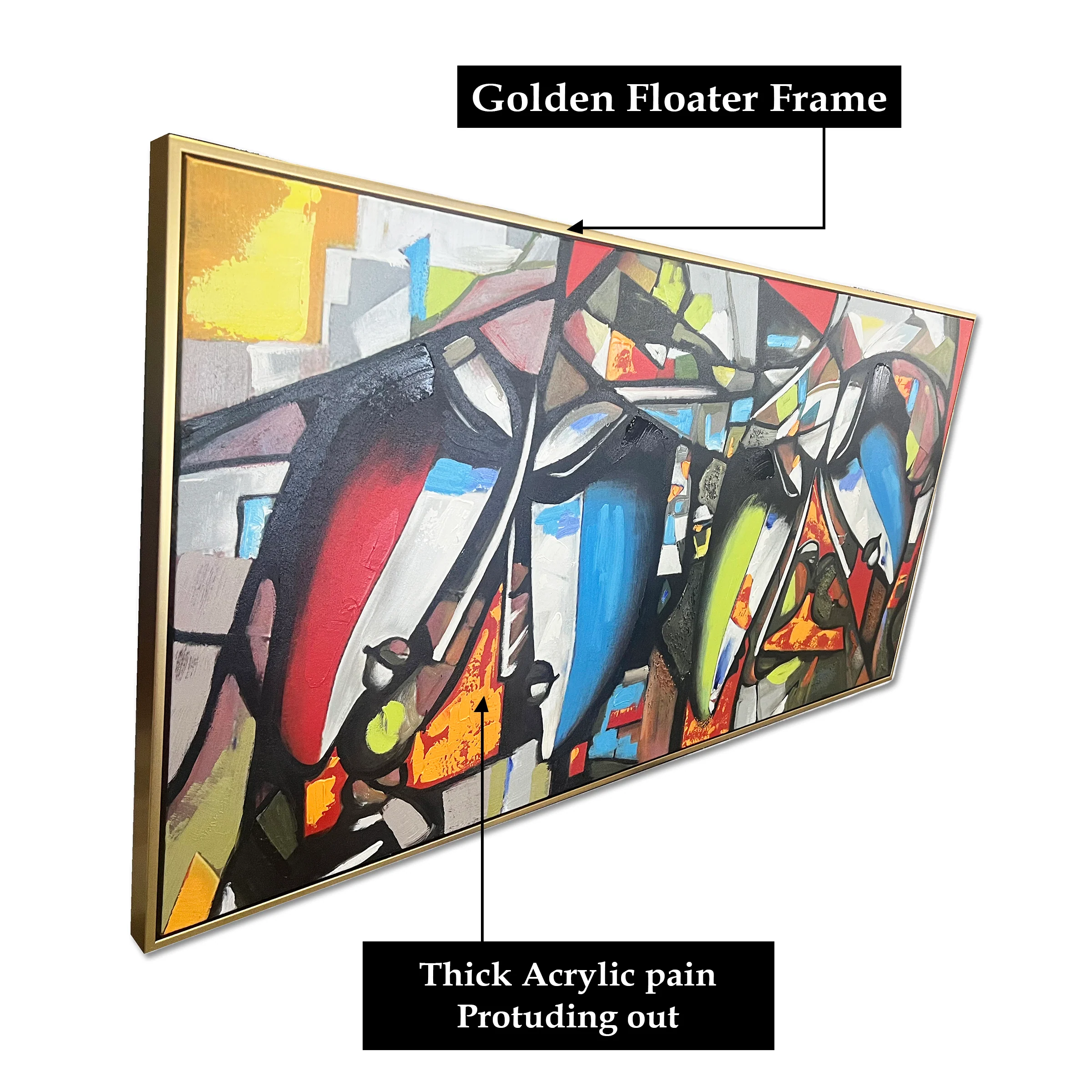 Four Fold Reflection Hand Wall Painting For Home (outer Floater Frame ) (55 x 28 Inches) - Image 3