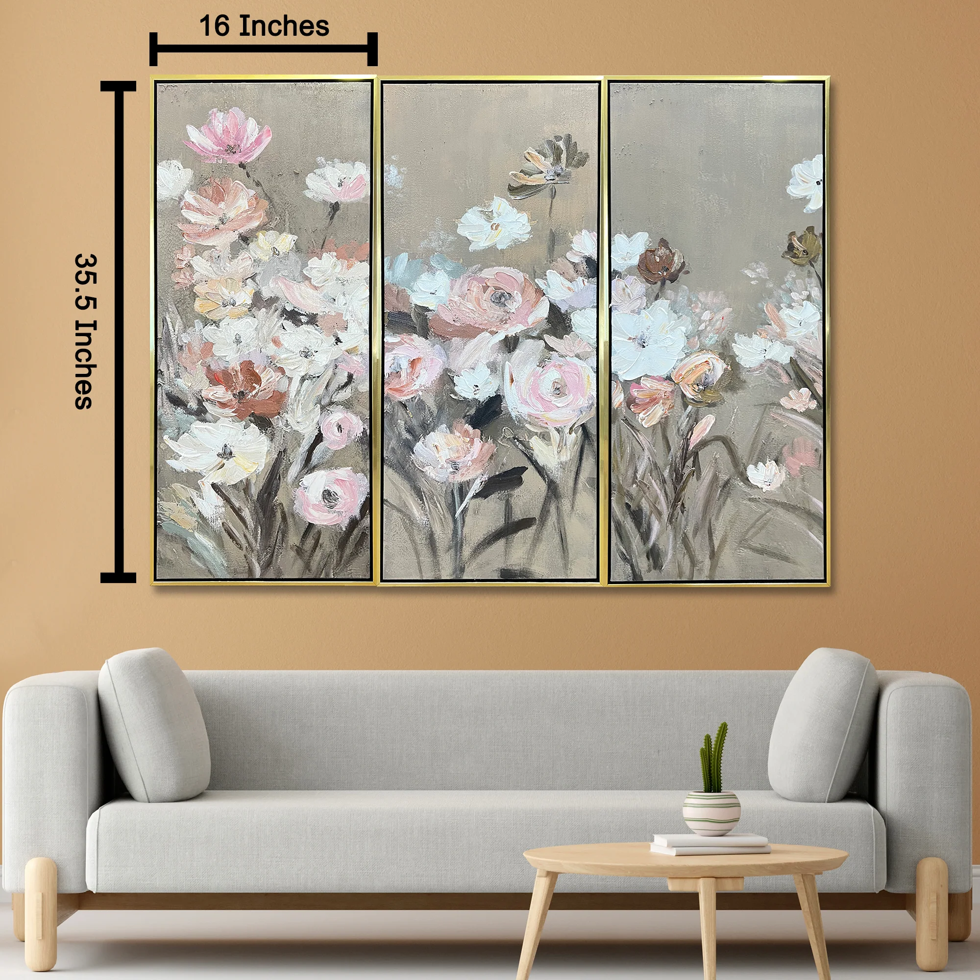 Garden Whisper 100% Hand Painted Wall Painting (With Golden Outer Floater Frame frame) - Image 2