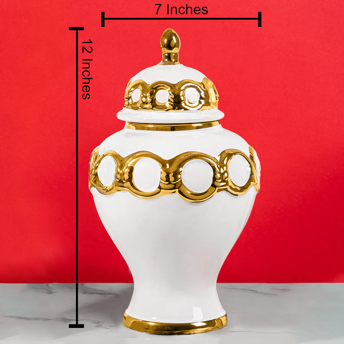 Gilded Blossom Ceramic Vase - Medium - Image 2