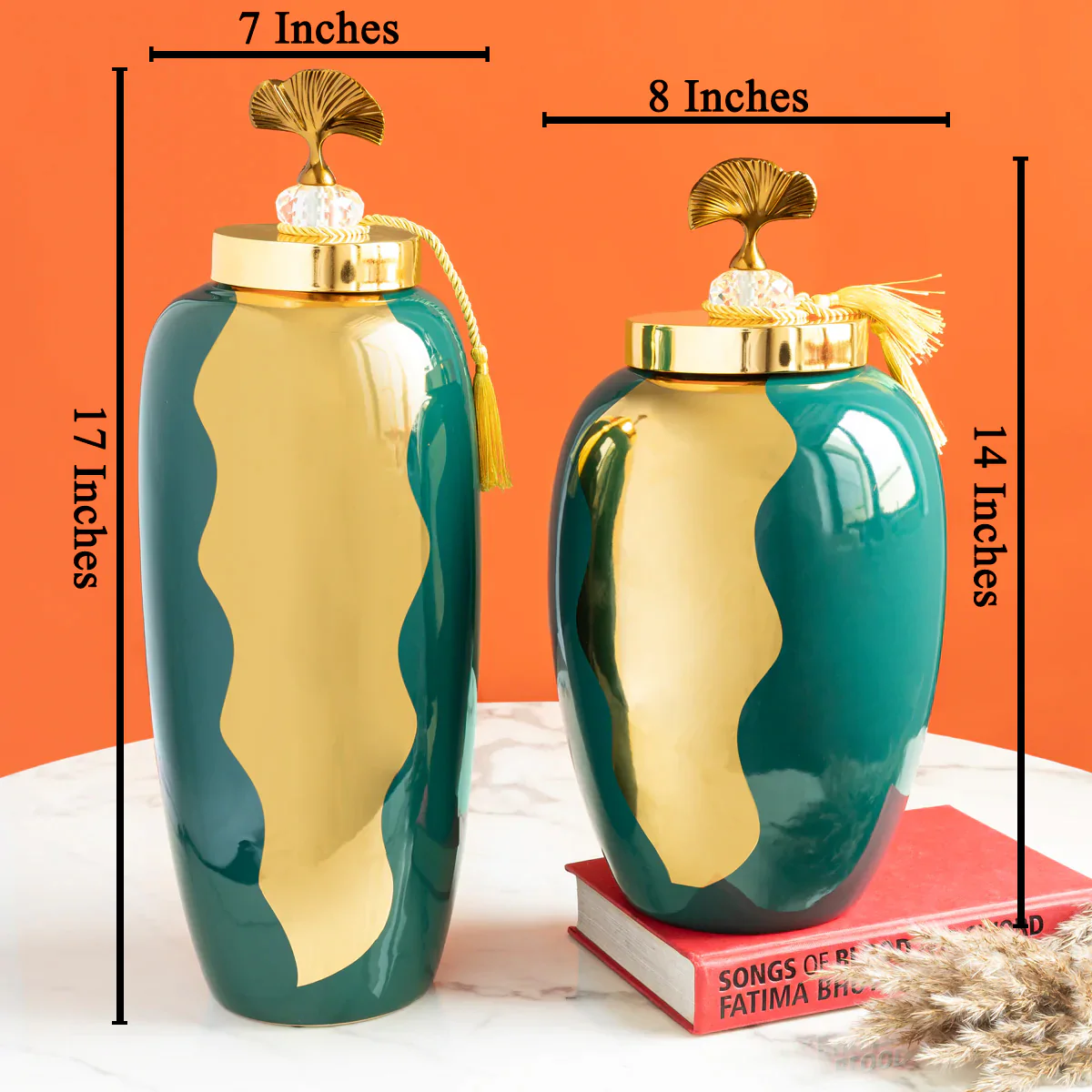 Gilded Filigree Decorative Ceramic Vase And Showpiece - Pair - Image 2