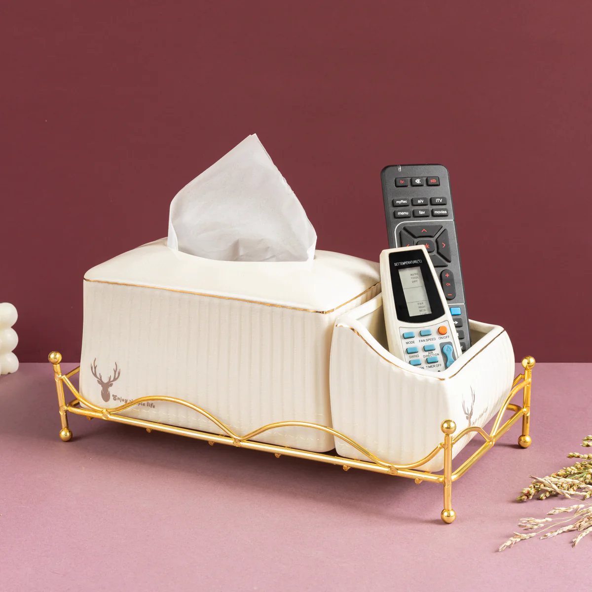 Gilded Ivory Home Ceramic Multipurpose Organizer