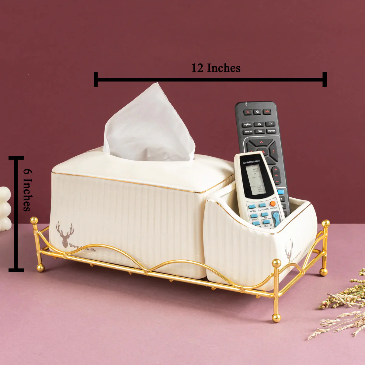 Gilded Ivory Home Ceramic Multipurpose Organizer - Image 2