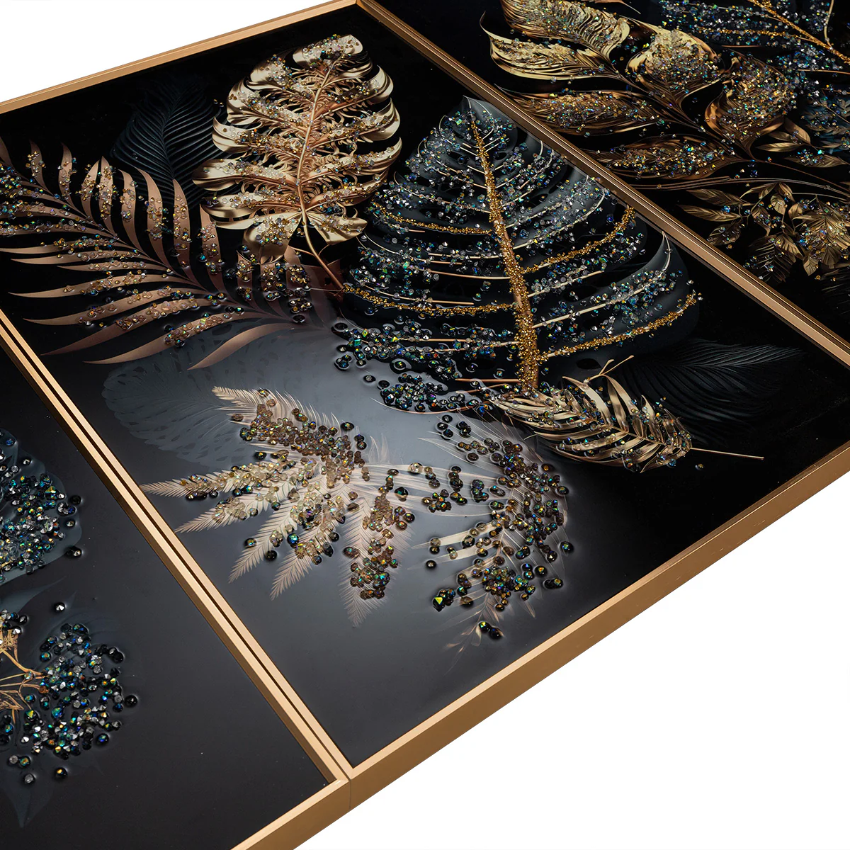 Gilded Nature Crystal Glass Painting - Set of 3 - Image 3