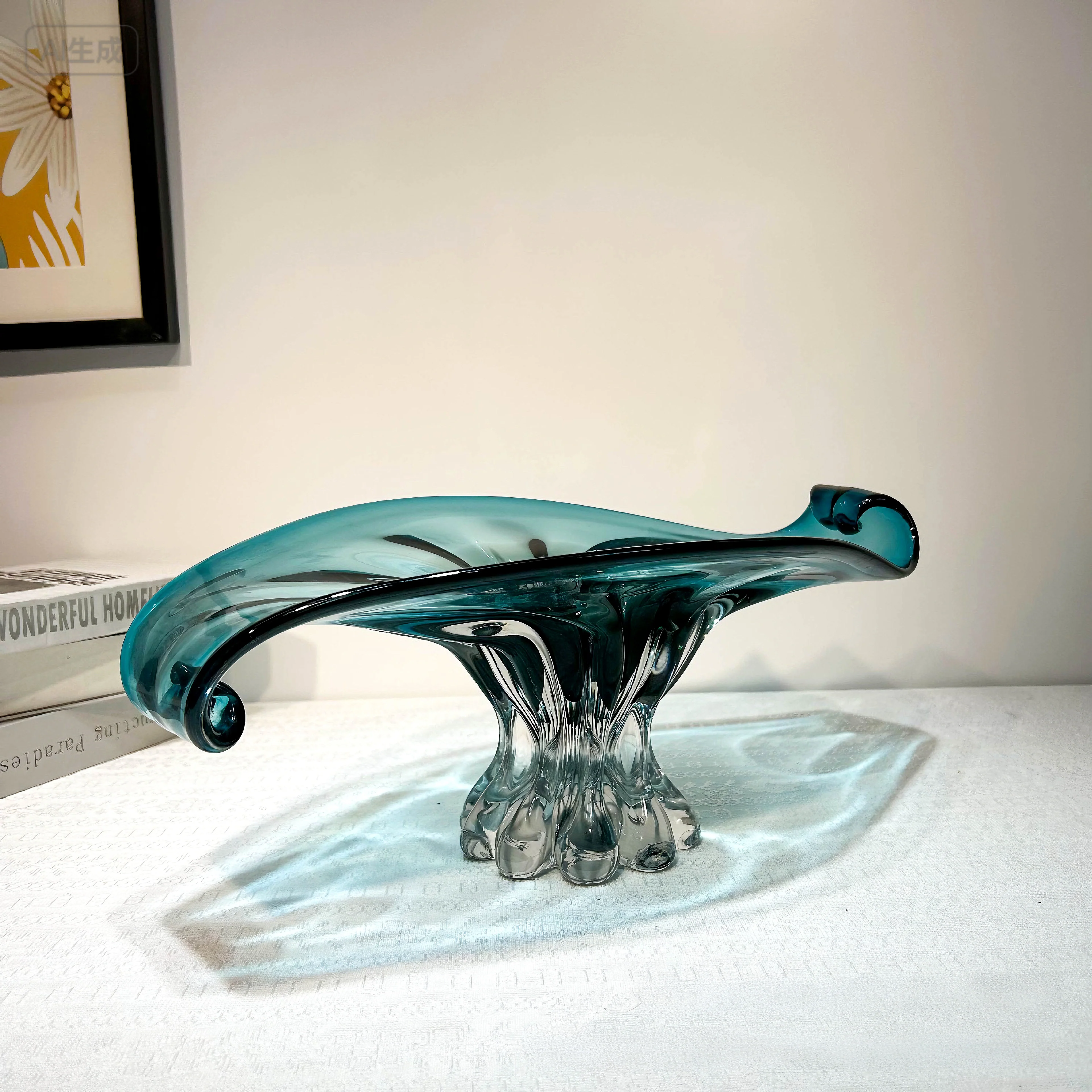 Glacier Wave Luxe Handblown Glass Vase & Decorative showpiece - Image 4