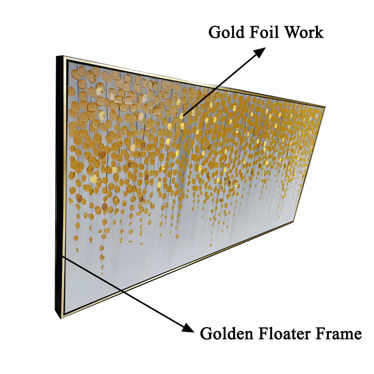 Golden Blossom 100% Hand Painted Wall Painting (With outer Floater Frame) - Image 2