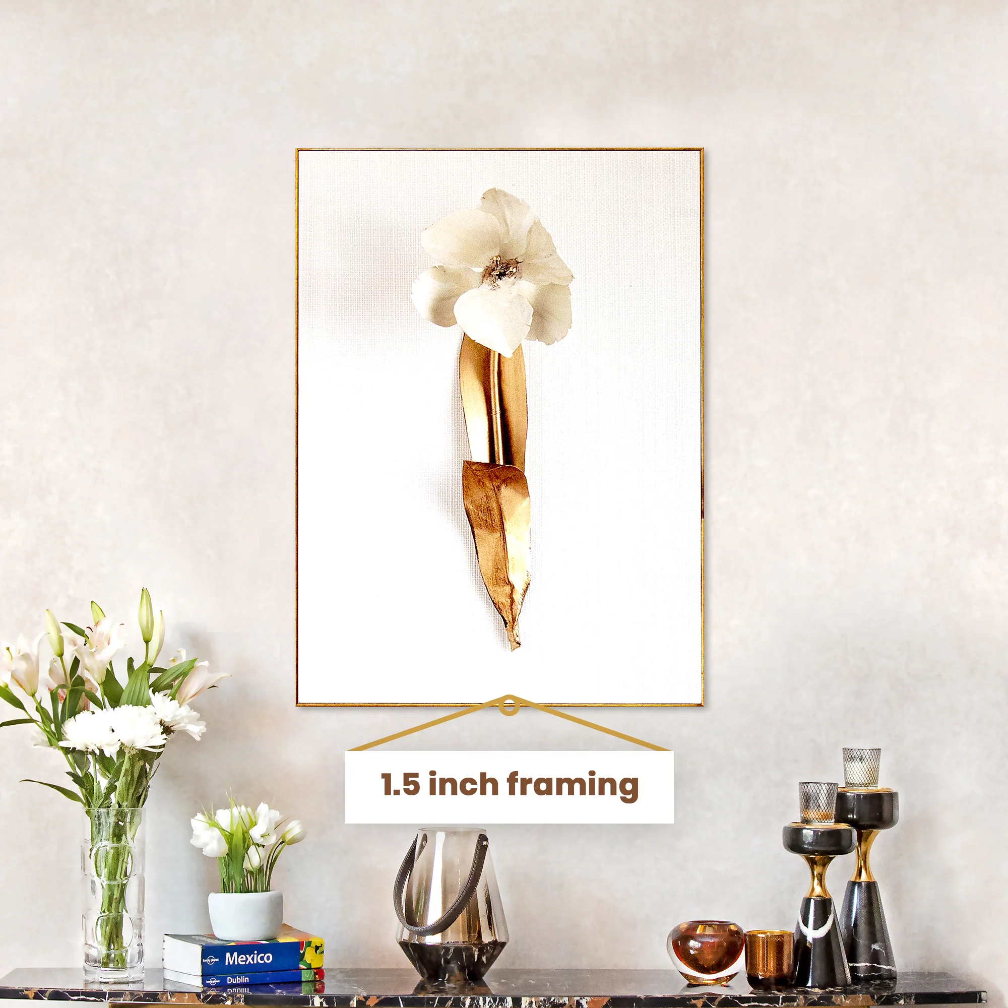 Printed Golden Leaf Story Framed Canvas Print - Image 3