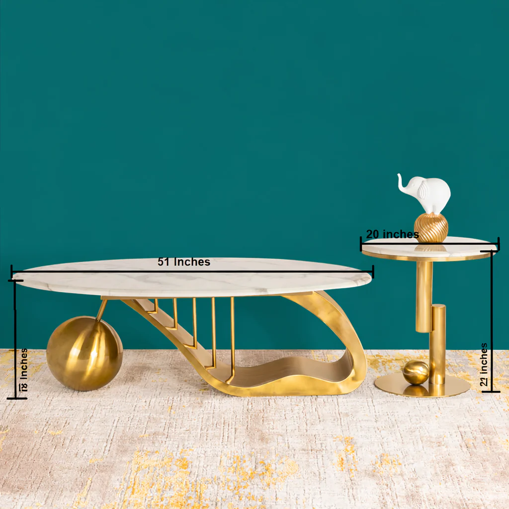 Golden Mesa Coffee Table - Set of 2 (Stainless Steel) - Image 4