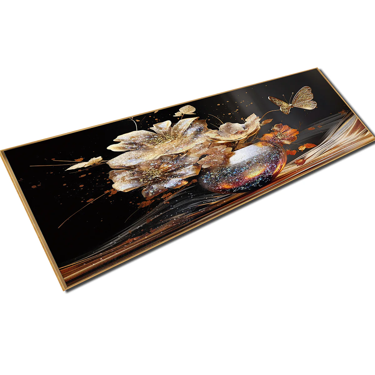 Golden Nocturne Bouquet Crystal Glass Framed Wall Paintings For Home & Wall Decoration items - Image 4