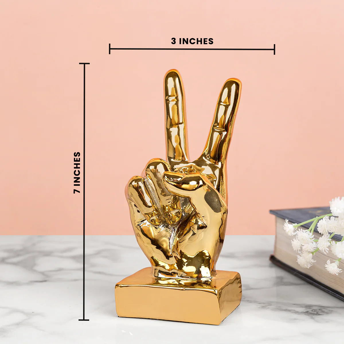 Golden Victory Finger Gesture Tabletop Decorative Showpiece for Home Decor - Image 2