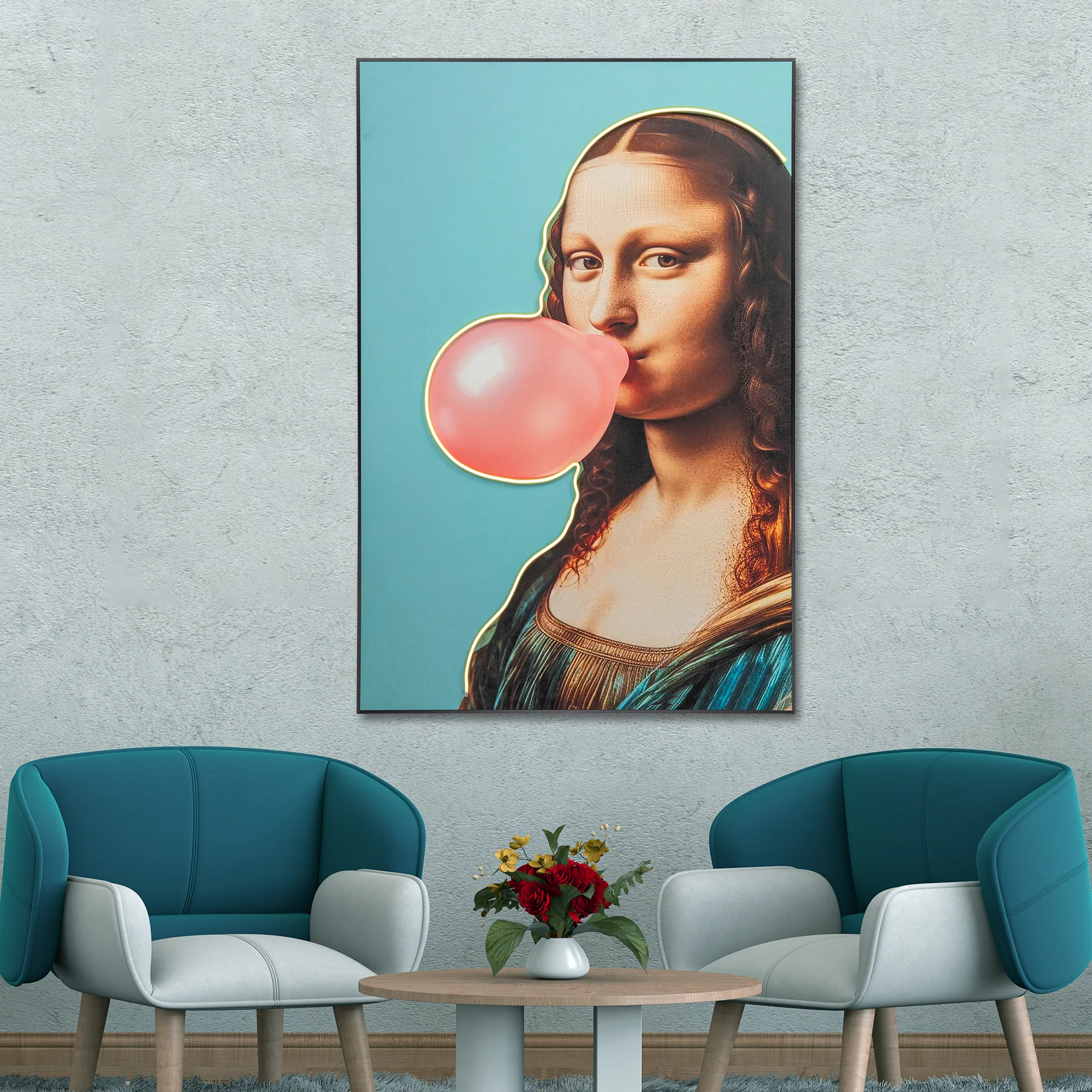 Gum Glam Mona Lisa Wall Decoration Pop Art Shadow box - With LED Light