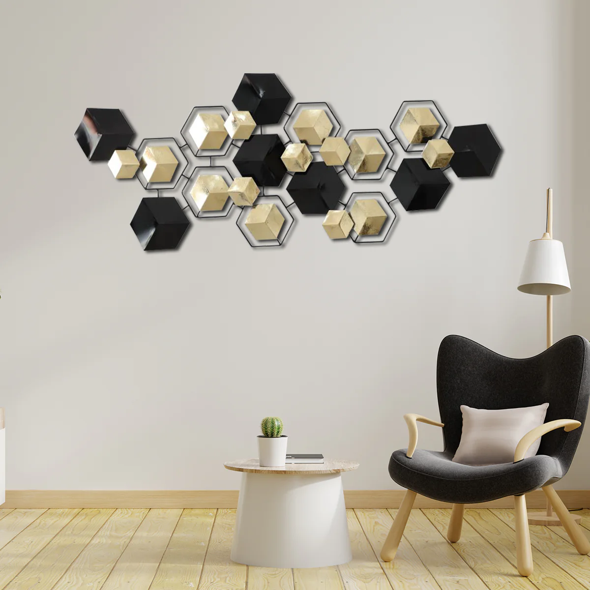 Harmonious Hexa Metallic Wall Decor